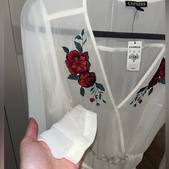 NWT Express Sheer Peplum Wrap Top - Picture 4 of 6